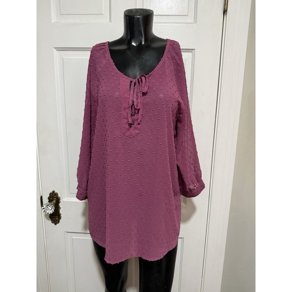 Mauve Matilda Jane Sheer 3/4 Sleeve Red Purple Size Medium